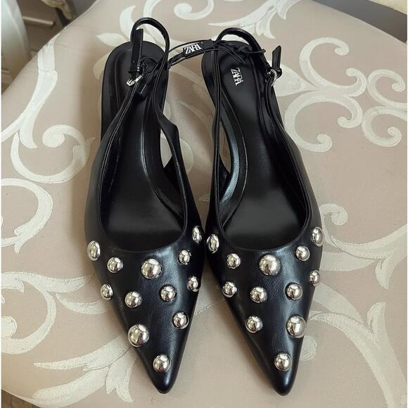 RARE!!! ZARA Blogger Fave!!! Embellished Slingbacks NWT LAST ONE!!! 🖤 - Picture 6 of 16